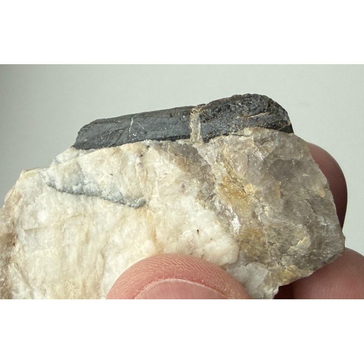 Kryształ szerlu z historycznego pegmatytu w Michałkowej w Górach Sowich