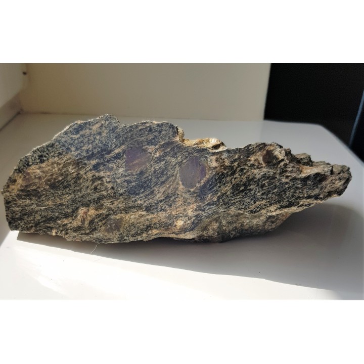 Polerowana płyta łupku z dużymi granatami