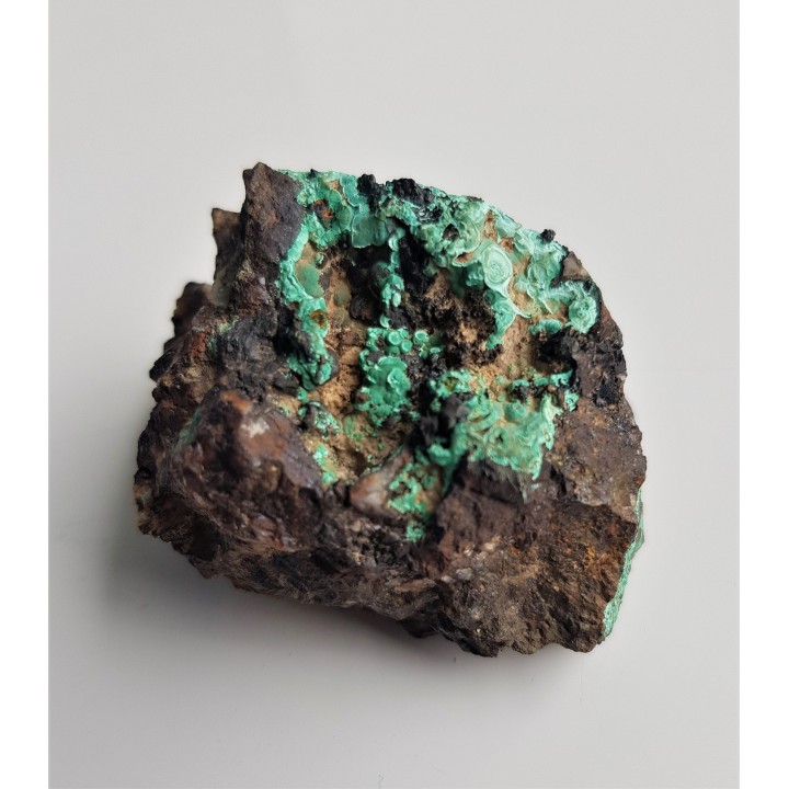 Malachit w żelaziaku brunatnym z Gór Kaczawskich