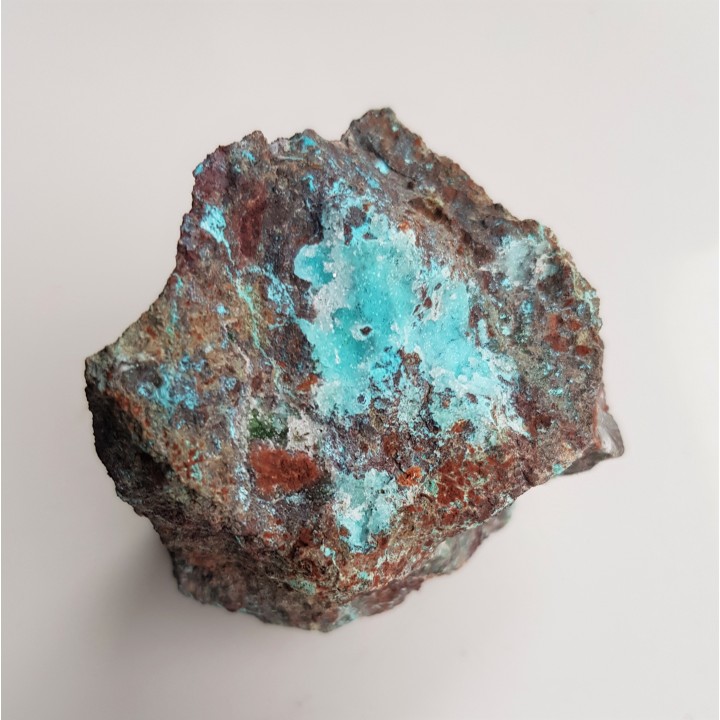 Błękitna chryzokola pokryta szczotką kwarcową z Rędzin k. Kamiennej Góry