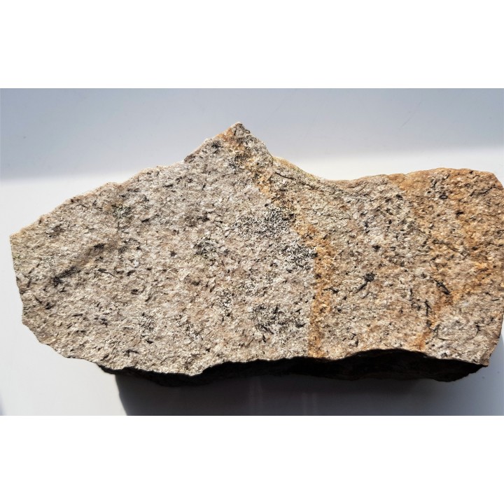 Brązowe, igiełkowate kryształy turmalinu na kwarcycie z Romanowa k. Strzelina