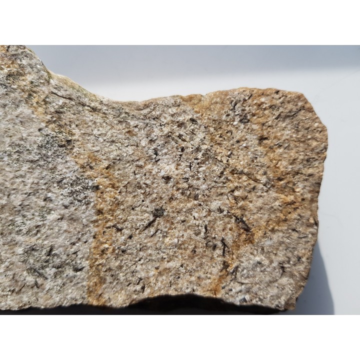 Brązowe, igiełkowate kryształy turmalinu na kwarcycie z Romanowa k. Strzelina