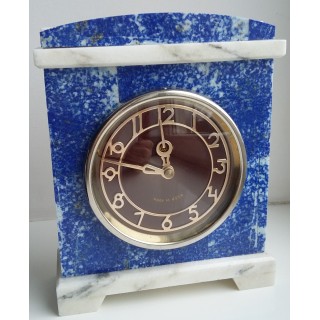 Zegar kominkowy z lazurytu i marmuru w stylu klasycystycznym