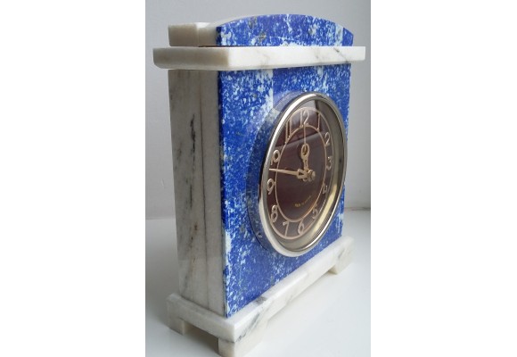 Zegar kominkowy z lazurytu i marmuru w stylu klasycystycznym