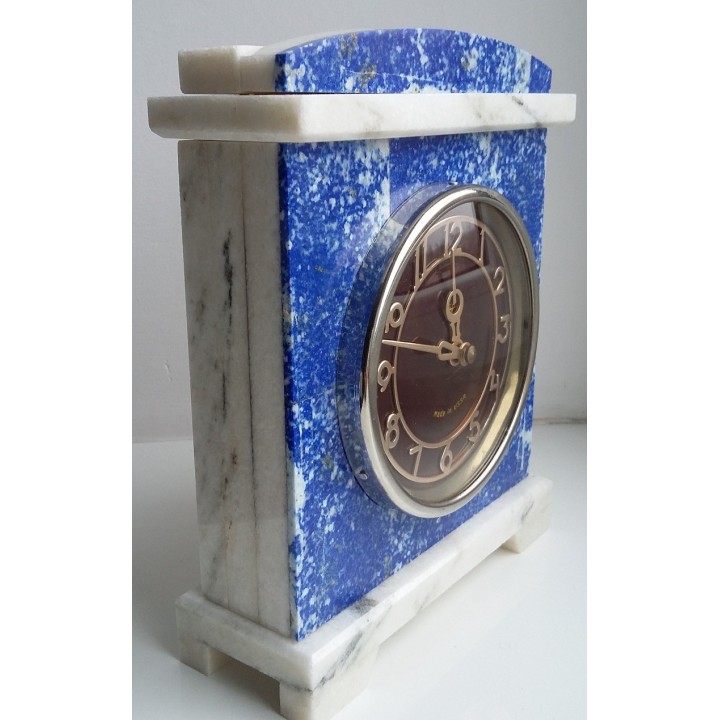 Zegar kominkowy z lazurytu i marmuru w stylu klasycystycznym