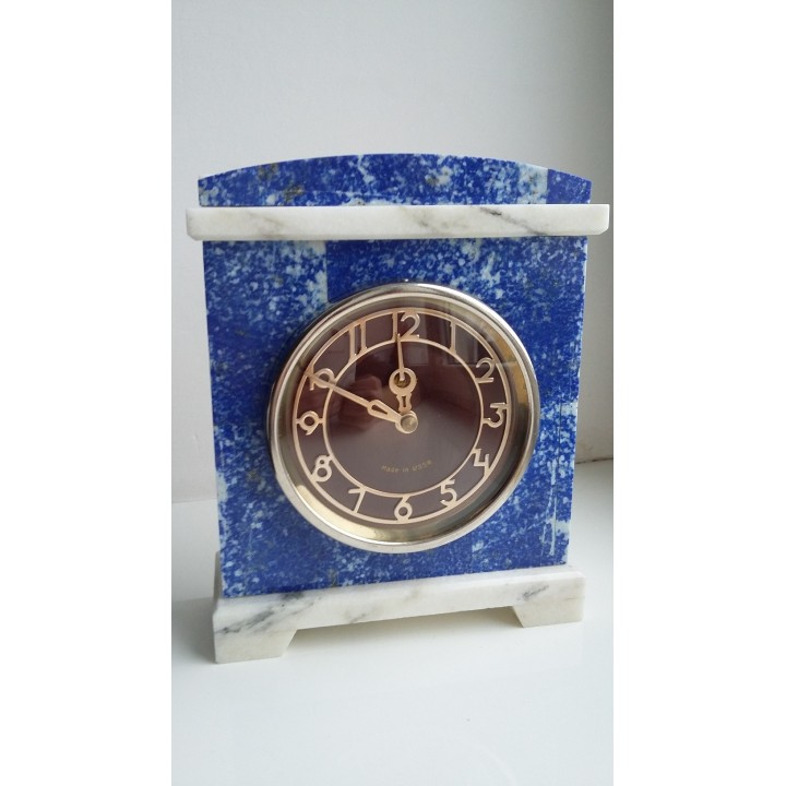 Zegar kominkowy z lazurytu i marmuru w stylu klasycystycznym