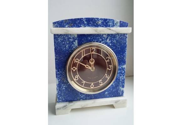 Zegar kominkowy z lazurytu i marmuru w stylu klasycystycznym