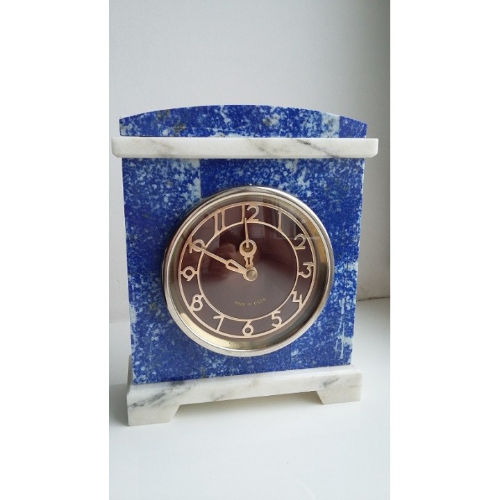 Zegar kominkowy z lazurytu i marmuru w stylu klasycystycznym