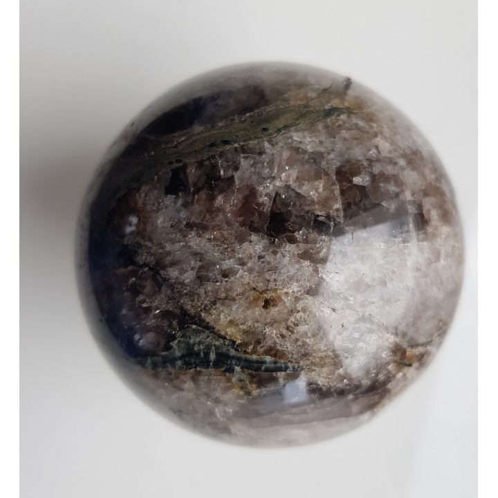 Kula polerowana z kwarcu/kwarcu dymnego z Czerniawy-Zdrój