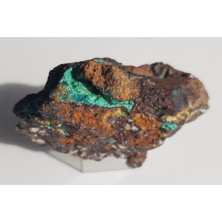 Malachit w żelaziaku brunatnym z Gór Kaczawskich