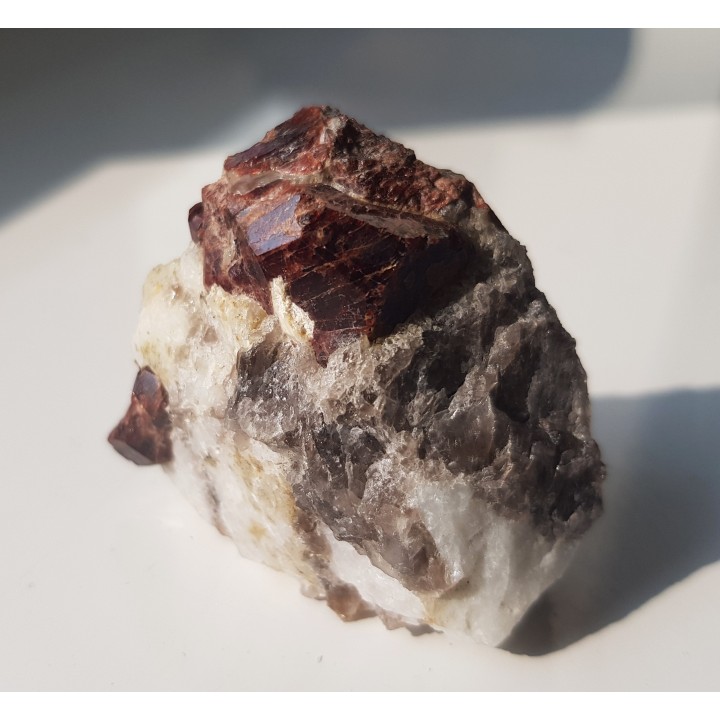 Duży, pięknie wykształcony granat w pegmatycie z Piławy Grn.