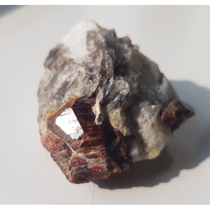 Duży, pięknie wykształcony granat w pegmatycie z Piławy Grn.