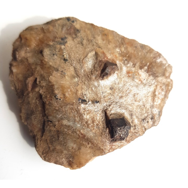 Duże kryształy - granat i staurolit oraz ilmenit w łupku mikowym z Głuchołaz